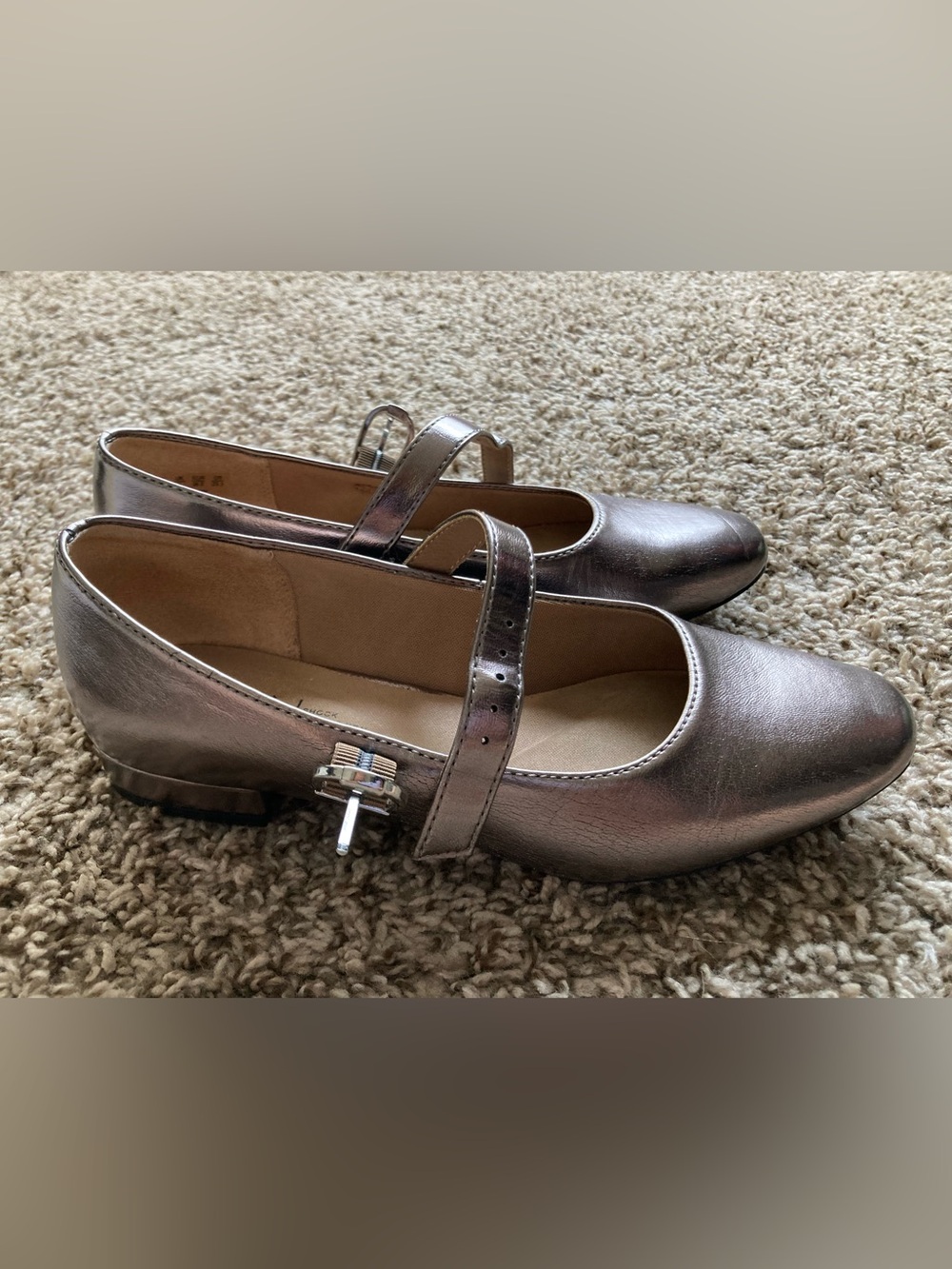 Life Stride Metallic Pewter Mary Jane Flats